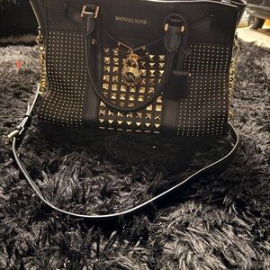 Michael Kors Black and Gold Studded Satchel